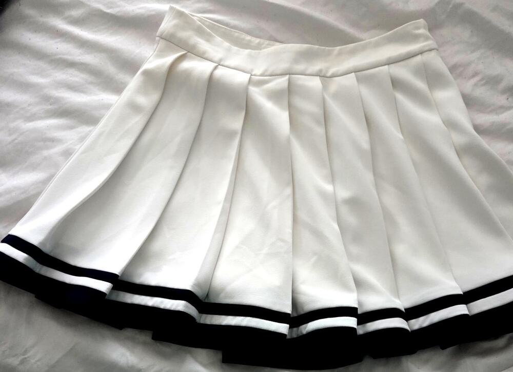 English Factory Pleated Colorblock Mini Skort Varsity Tennis White Size Small